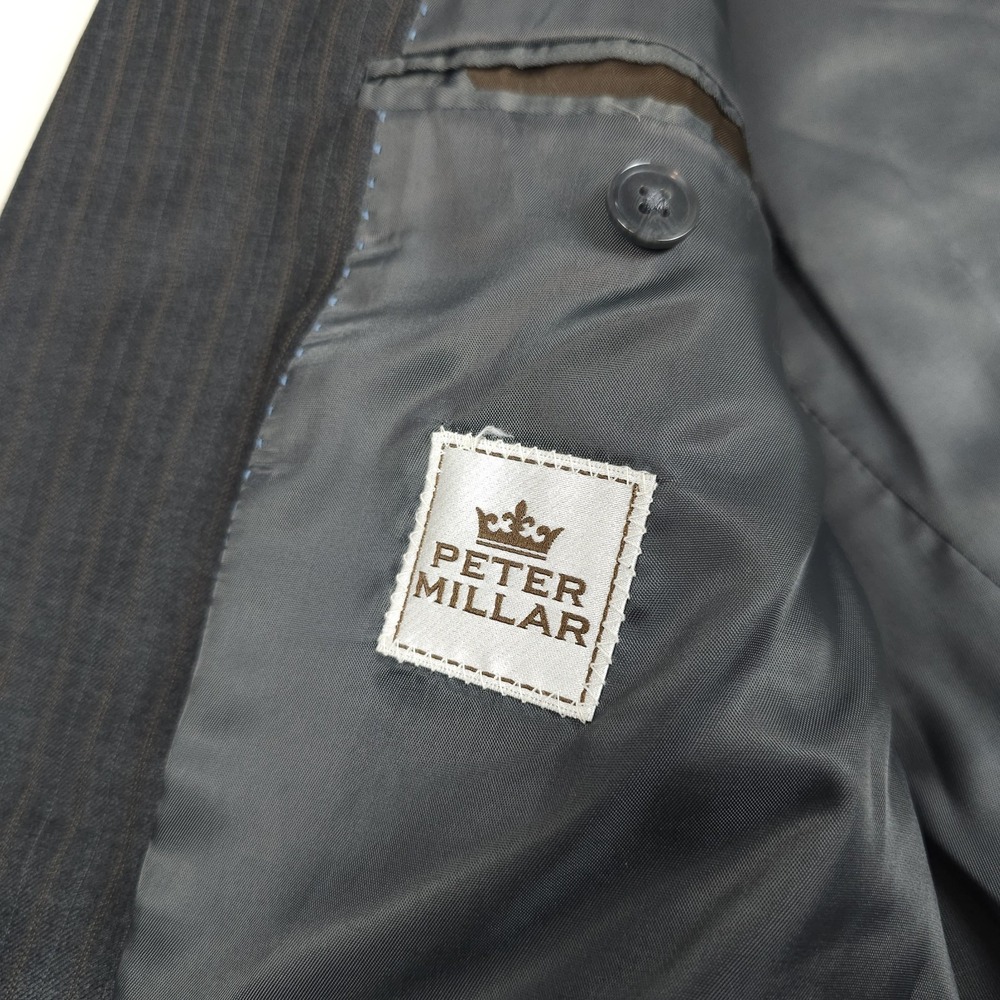 Peter Millar Jacket Mens 44T Dark Gray Plaid 100% Wool Sport Coat Blazer - Picture 6 of 14